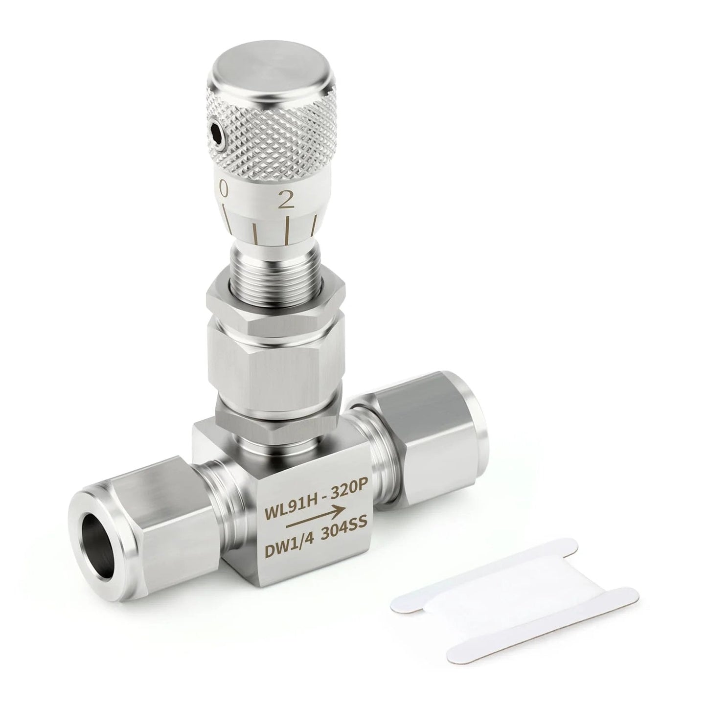 304 Stainless Steel Needle Valve With One Quarter Inch Outer Diameter Reduce Port For Micro Flow Control In Water Gas Oil And Fuel Lines Accurate Dial Readouts Leak Proof Sealing Industrial Grade Fittings