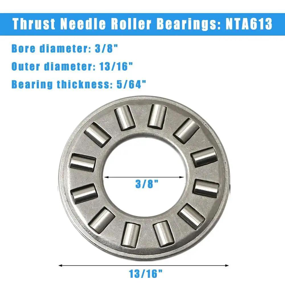 Set Of Four NTA613 Thrust Needle Roller Bearings With TRA613 Washers, Bore Three Eighths Inch And Outer Diameter Thirteen Sixteenths Inch