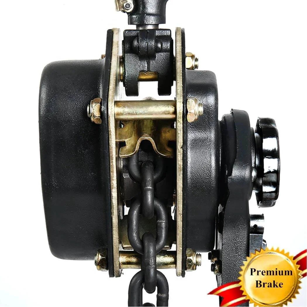 Side view of Lever Chain Hoist 3/4 Ton Manual Ratchet Chain Puller Lift 10 Ft Aluminum Hand Wheel 6 Mm Chain 1650 Lbs Capacity