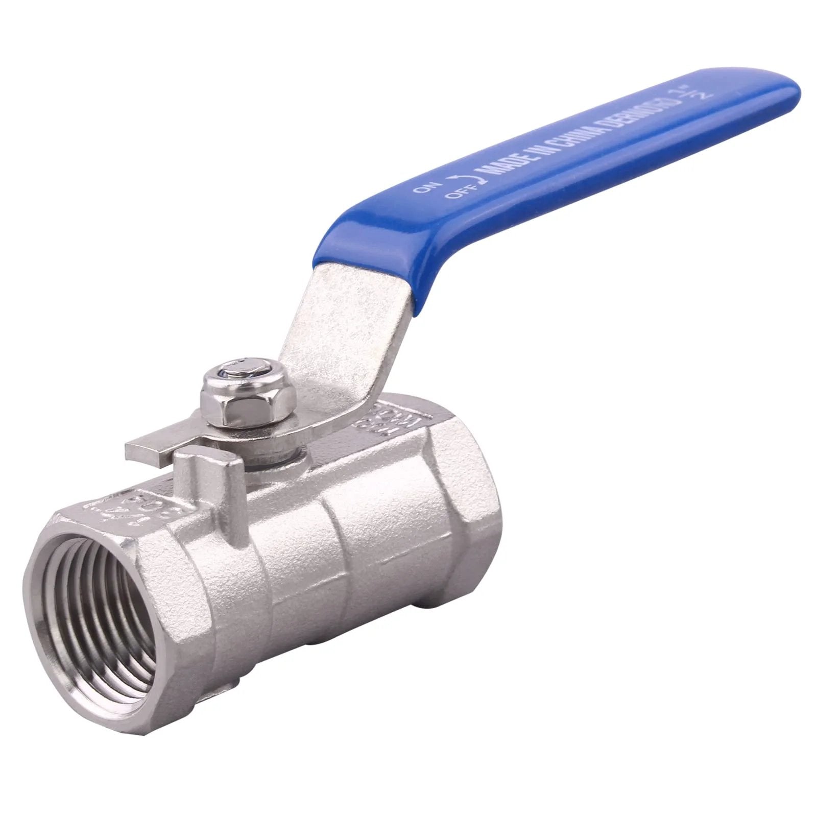 Stainless Steel 304 One Piece Ball Valve With Standard NPT Port And Male Hex Nipple For Water Oil And Gas Heavy Duty Serviceable Threaded Connector Female To Female NPT Blue Vinyl Insulated Handle