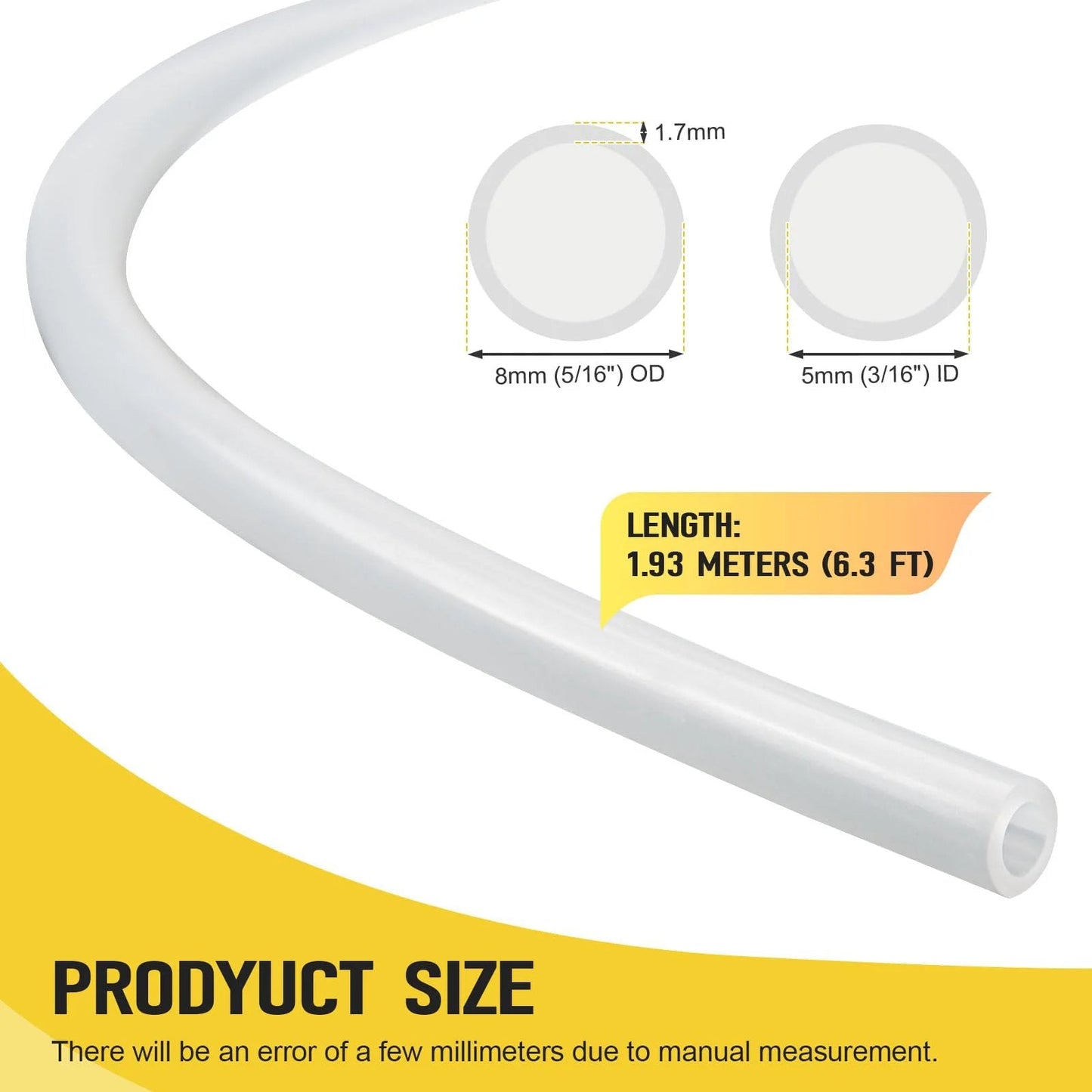 Silicone Pressure Tubing 3/16 Inch ID 5/16 Inch OD 6 Foot High Temp Silicone Hose For Combustion Analyzers And Digital Manometers