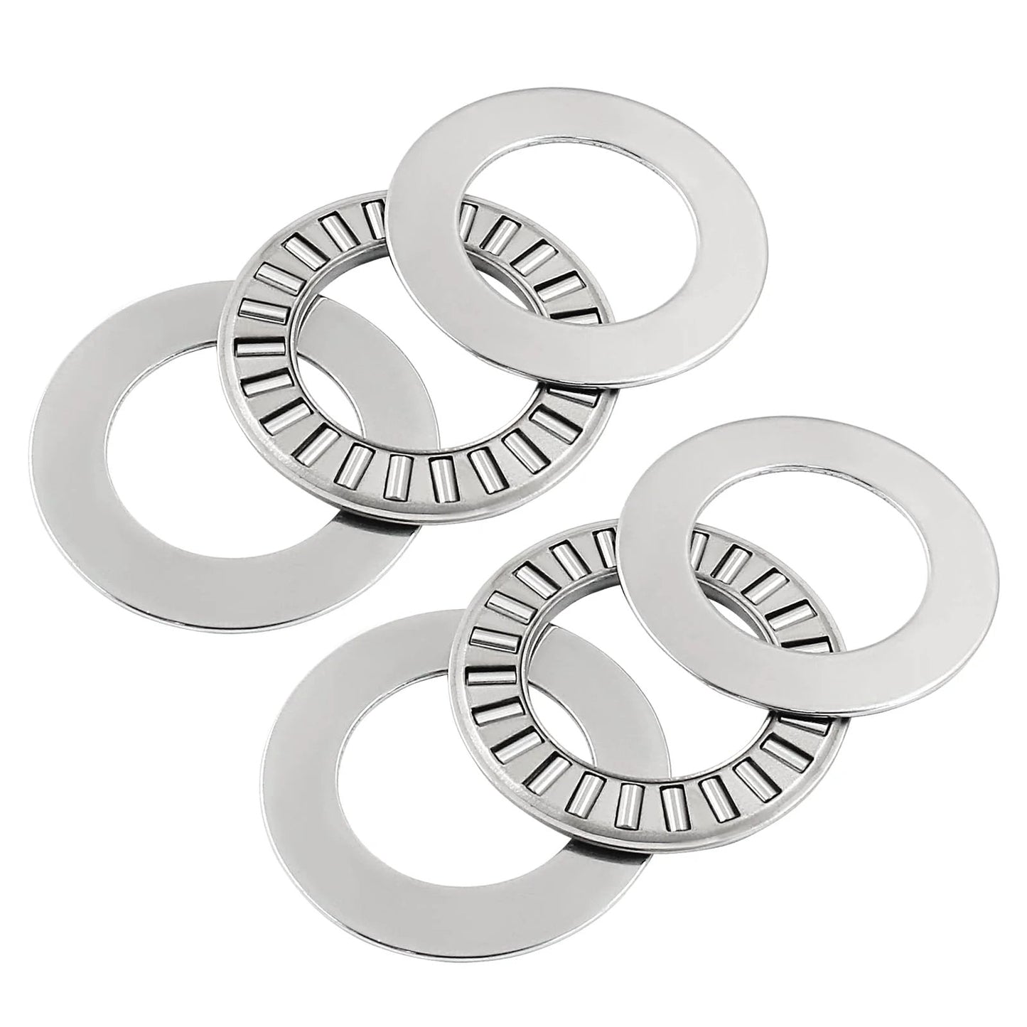 Two Pack NTA1220 1.25 Inch Outer Diameter Thrust Needle Roller Bearings with washers and steel construction for heavy duty loads.