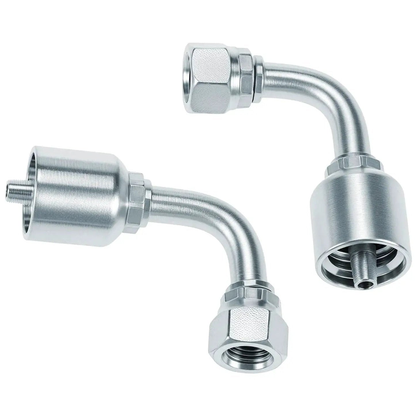 10 Pack One Quarter Inch Hydraulic Fittings Kit With One Quarter Inch JIC 37 Degree Female 90 Degree Swivel End Permanent Crimp Fittings For Hose Repair Leak Proof Connections Heavy Duty DIY Hydraulic Line Fix