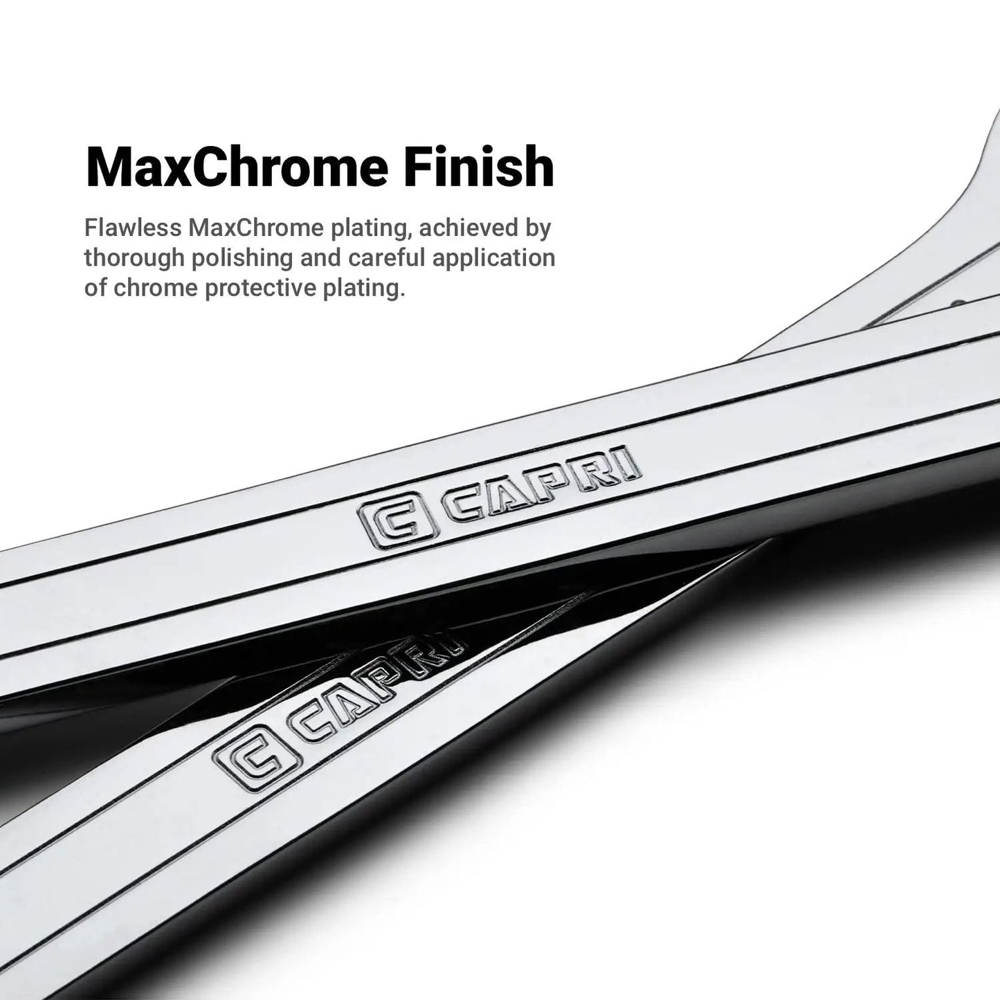 Ultra Thin 10 Mm X 11 Mm Open End Wrench With 15 Degree Angled Head Capri Tools Premium Forged Steel close-up view