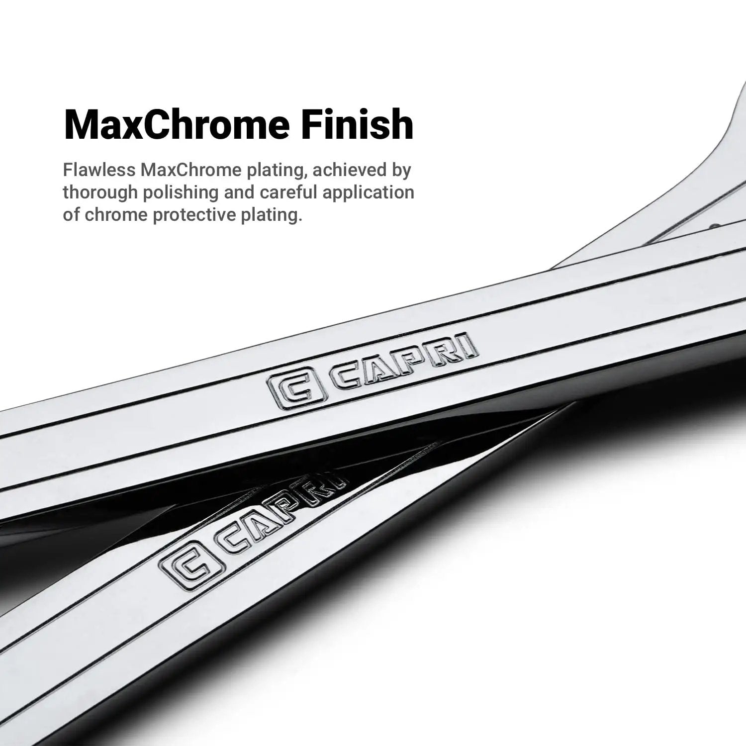 Ultra Thin 10 Mm X 11 Mm Open End Wrench With 15 Degree Angled Head Capri Tools Premium Forged Steel close-up view