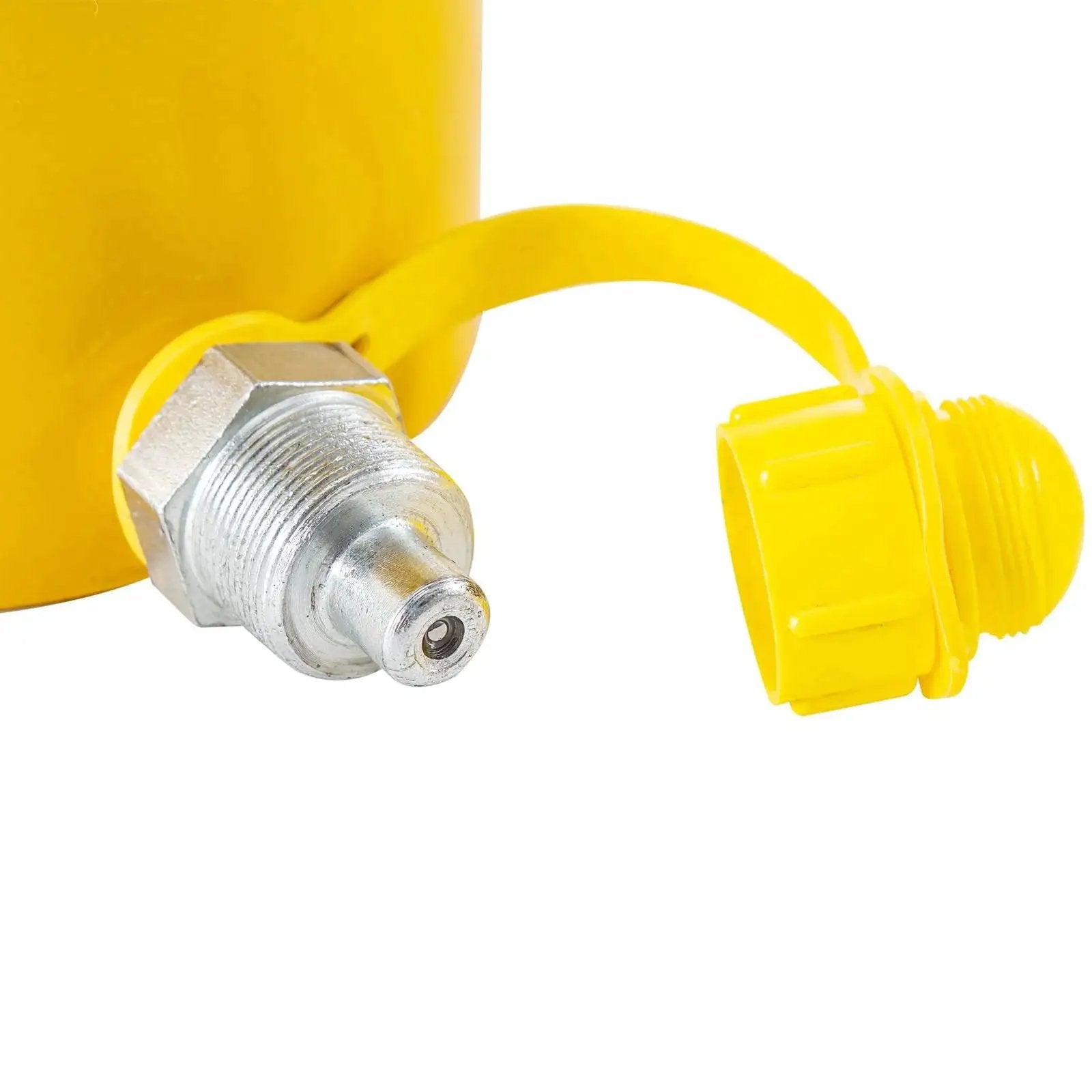 Close-up of yellow dust cover and fitting on 50T Hydraulic Cylinder Jack With 6 Inch Stroke For Bending And Lifting On Trucks
