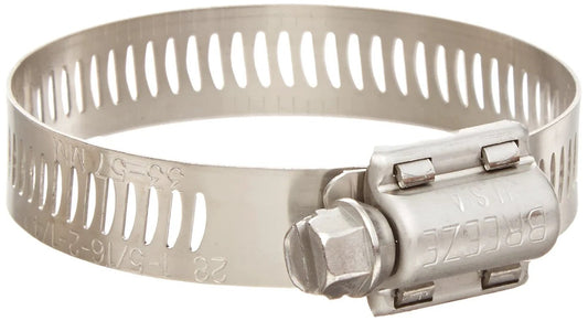 Heavy Duty Stainless Steel Worm-Drive Hose Clamp SAE Size 28 Fits Hose Or Pipe From One And Five Sixteenths Inches To Two And A Quarter Inches With Half Inch Bandwidth Pack Of 10 Breeze Power-Seal.