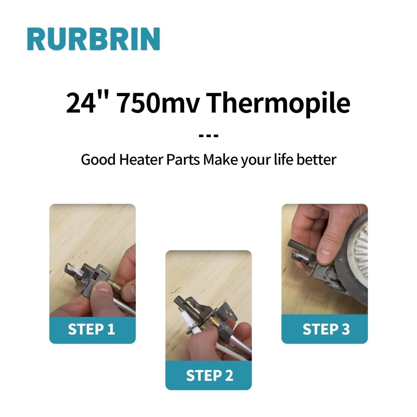 Installation steps for Two Pack 24 Inch 750mV Thermopile Generators Q313A Compatible With Heat Glo Heatilator Gas Ovens Fireplaces Water Heaters And More Aluminum Body With Spiral Or Two Pole Plug In
