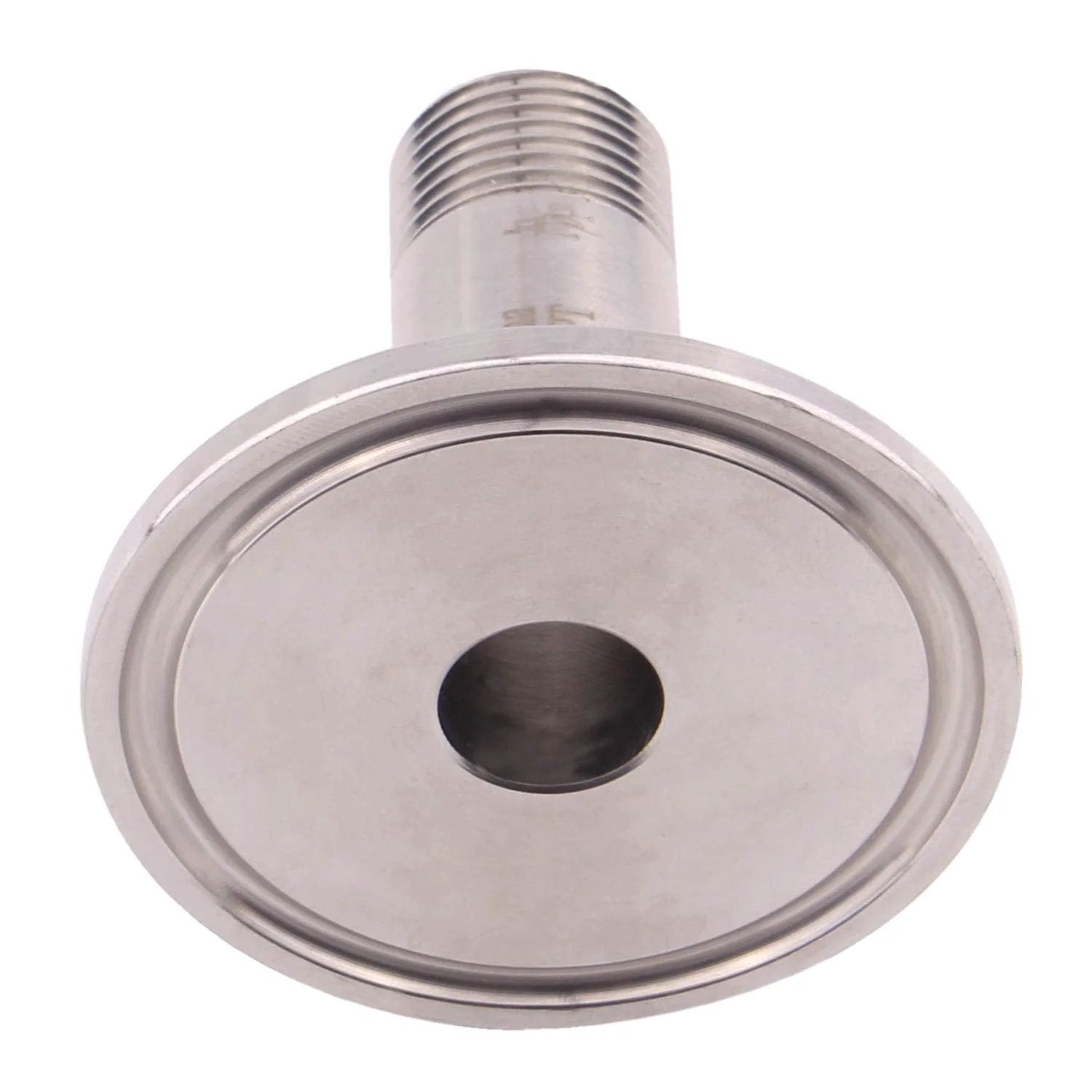 Stainless Steel 304 Tri Clamp Pipe Fitting To 1.5 Inch Ferrule For 50.5mm Connection With 3/8 Inch NPT Thread And High Temp Silicone Gasket Included Heavy Duty Sanitary Food Grade Fittings For Dairy Beverage Applications, side view