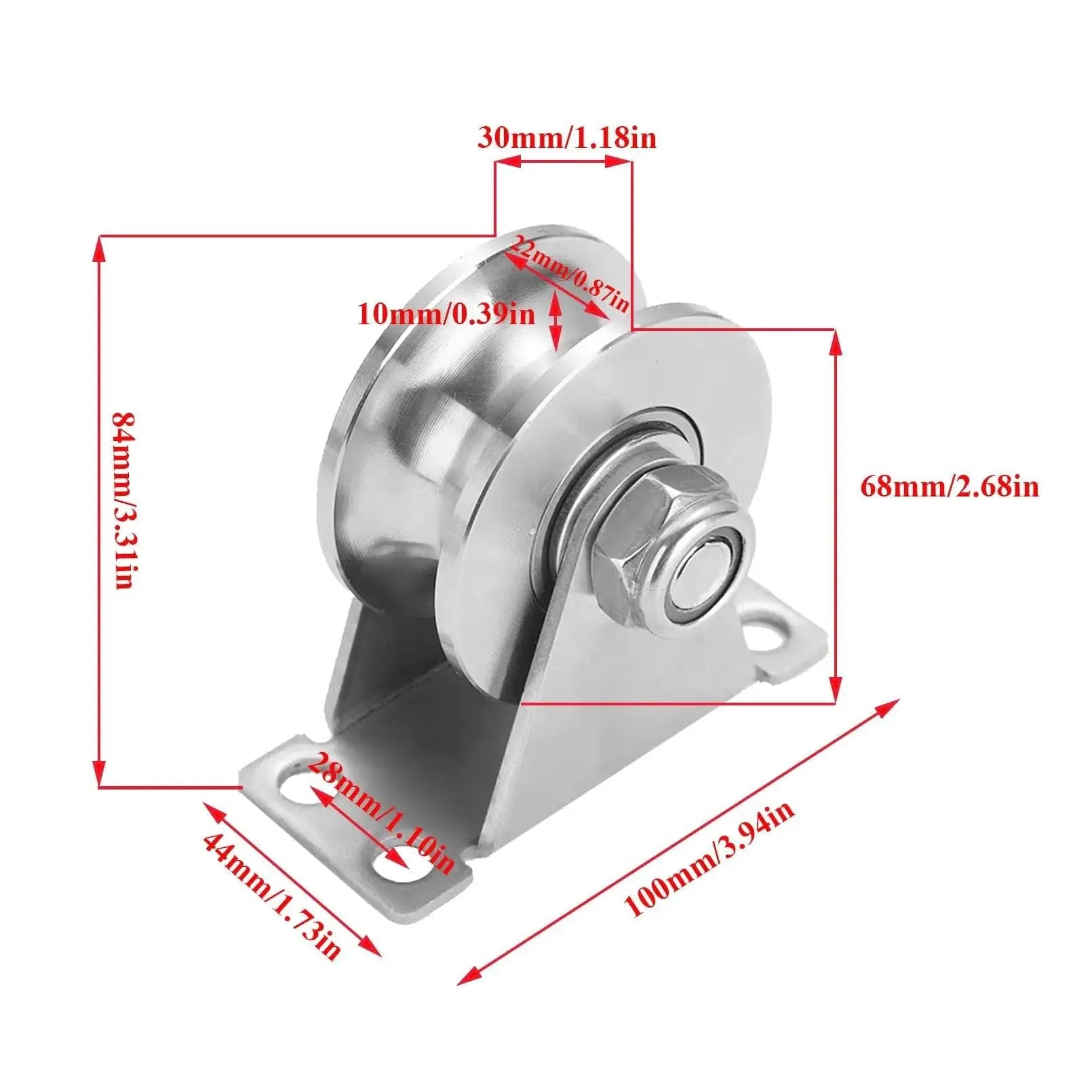 U Groove Gate Track Roller Set With Stainless Steel Construction Heavy Duty Sliding Gate Wheels dimensions detailed view