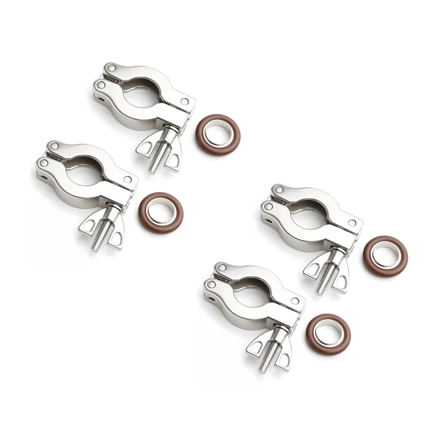 4 Pack KF16 Stainless Steel 304 Clamps With 304 Center Ring And Viton O Ring For Quick Clamps Ideal For High Pressure Tubing Applications