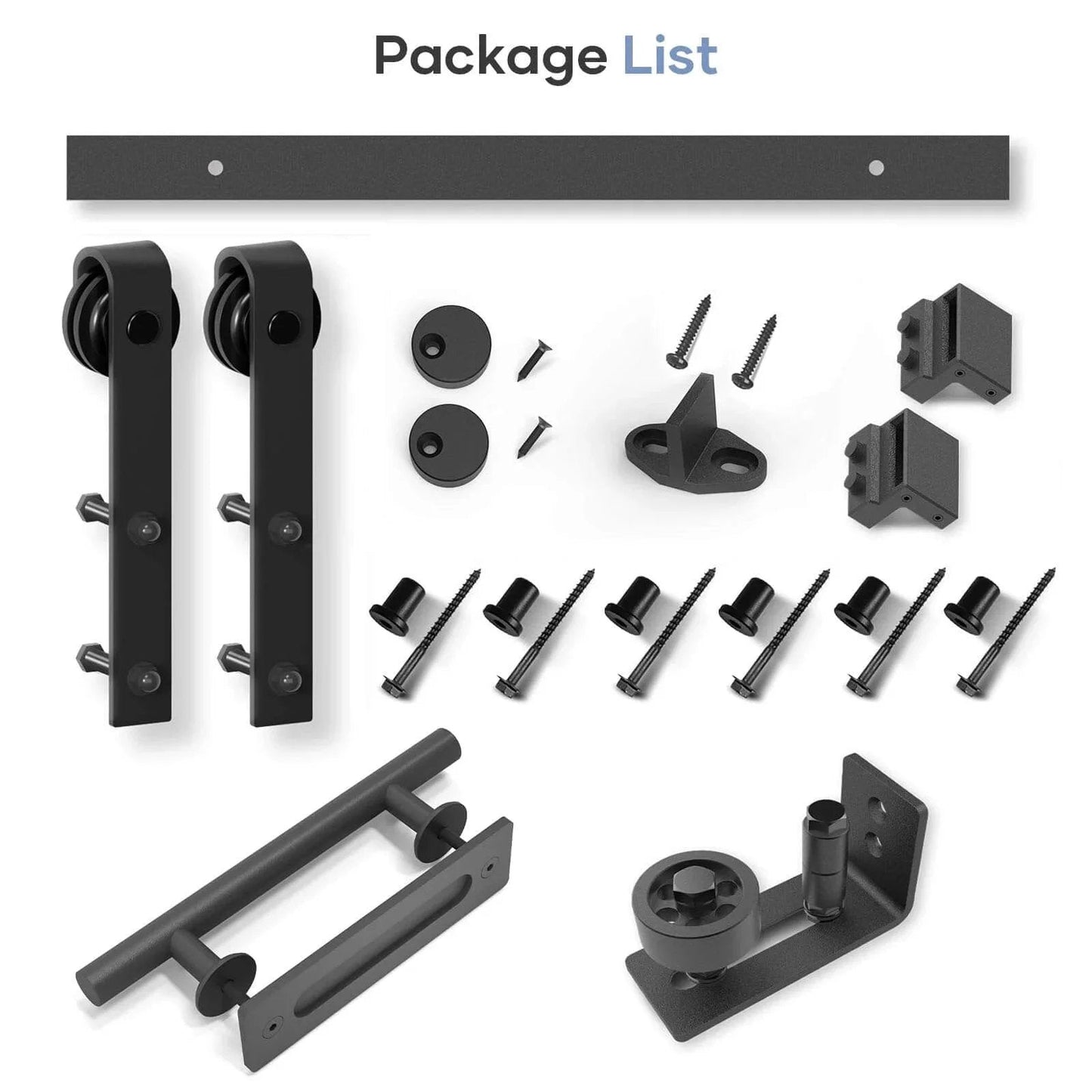 EaseLife Eight Foot Sliding Barn Door Track And Hardware Kit With Basic J Pulley For Smooth Quiet Operation And Easy Installation