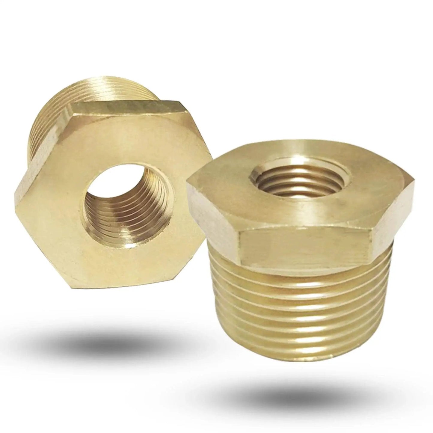 Brass 3/4 Inch NPT Male To 1/4 Inch Female NPT Reducer Bushing Hex Pipe Fitting Adapter For Reducing Pipe Size, 2 Pack