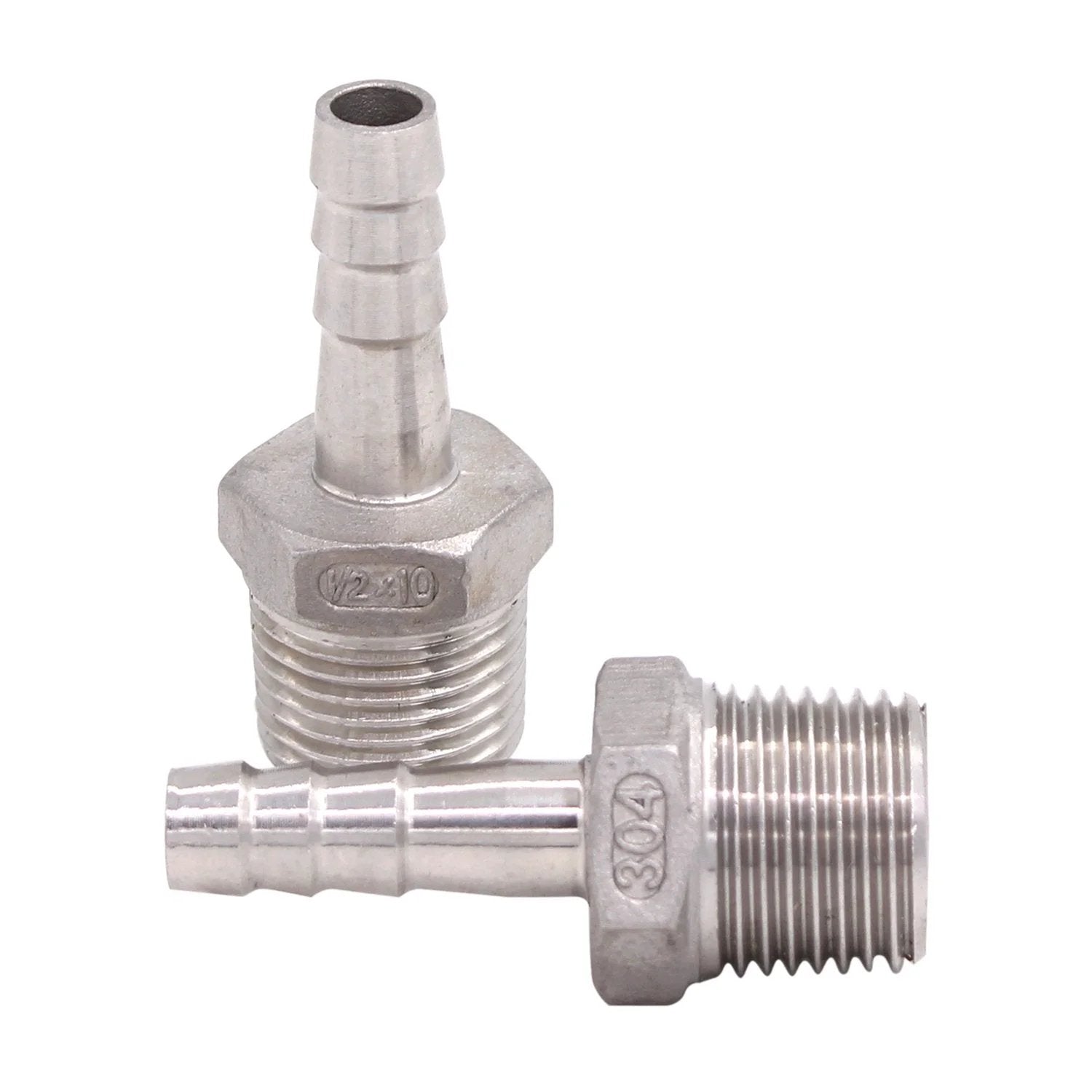 Stainless Steel Three Eighths Inch Hose Barb To One Half Inch NPT Male Fittings Pack Of Two For Home Brewing Durable 304