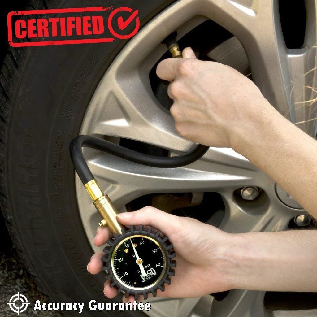 Rugged Brass Tire Pressure Gauge ElitePro 60 PSI No Batteries Needed Mechanic Approved Readings ANSI Certified Accuracy used on car tire
