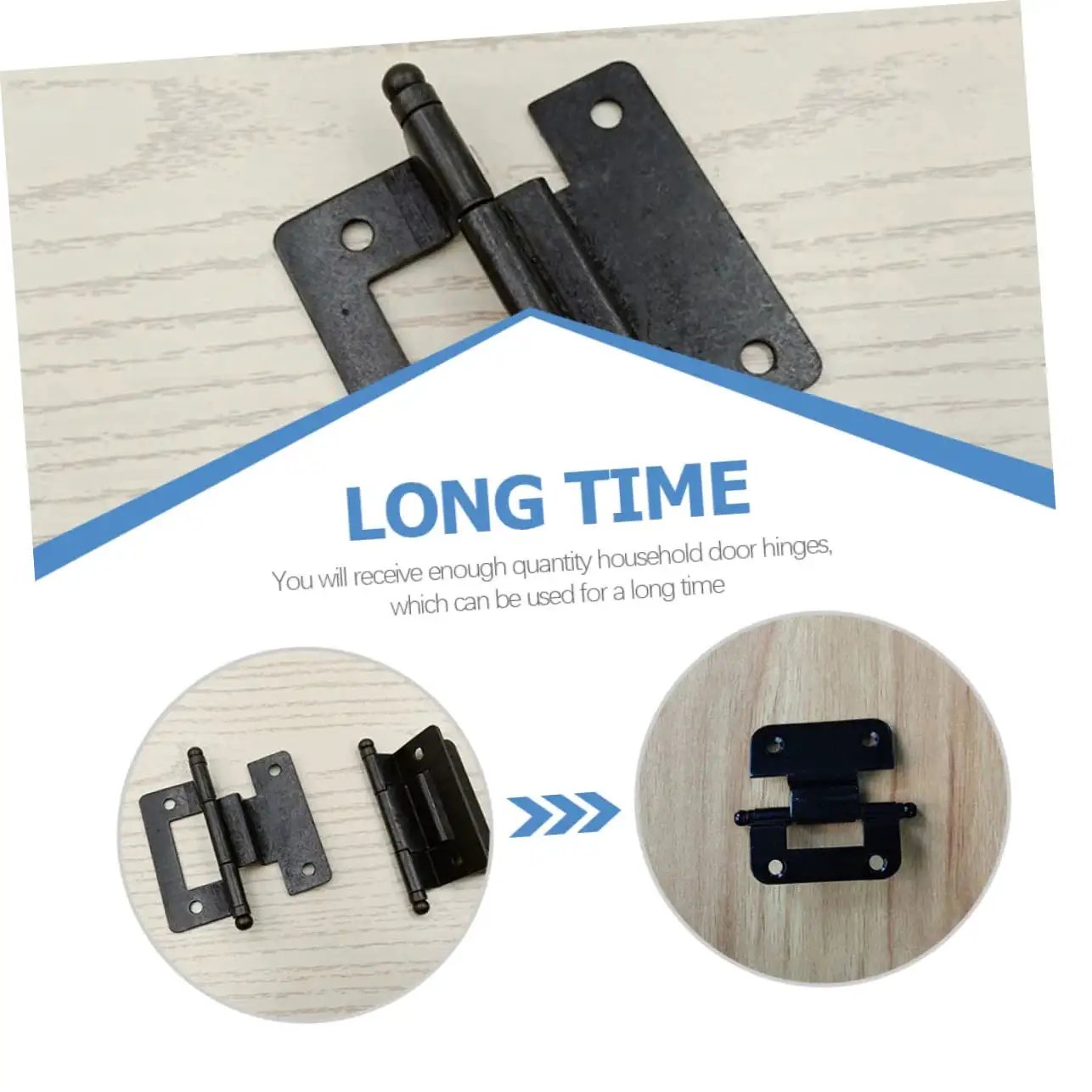 Heavy Duty Black Iron Kitchen Cabinet Door Hinges Set For Heavy Doors Six Pack 6.5 cm By 4 cm Replacement Hinges With High Load Bearing Capacity