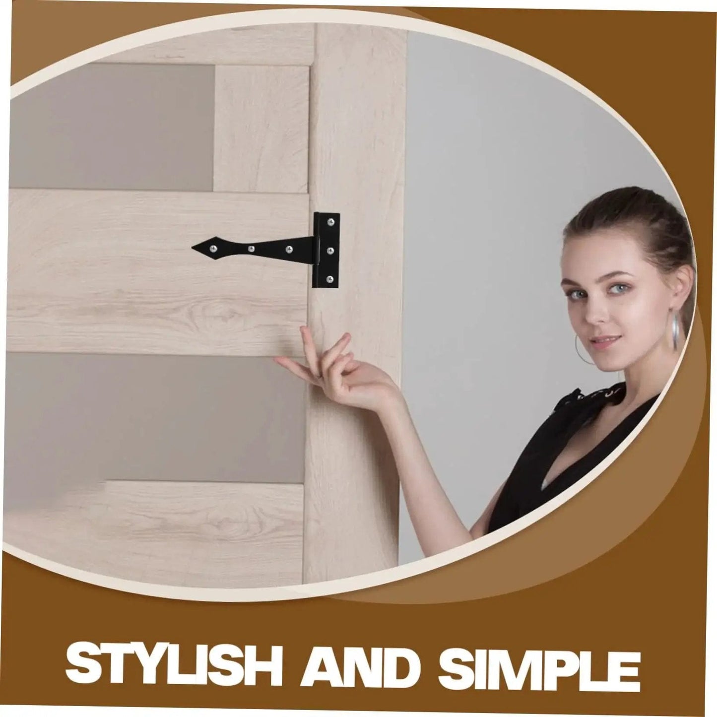 Person demonstrating Heavy Duty Iron Cabinet Hinges 8 Pack For Residential Doors with high load capacity on a wooden door.