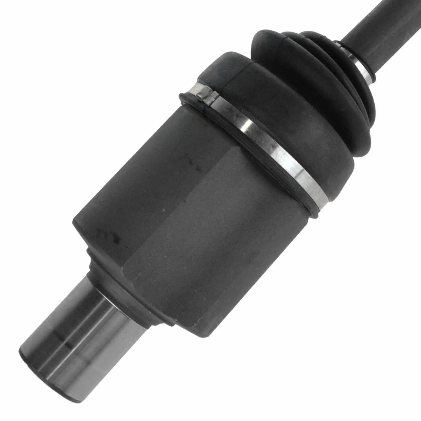 Close-up of CV axle shaft from Front Steering And Drivetrain Kit With CV Axle Shafts Outer Tie Rods And Wheel Hub Bearings For Cadillac, Seville, Aurora.