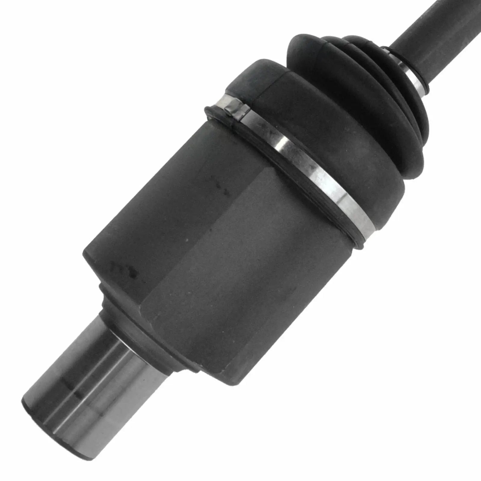 Close-up of CV axle shaft from Front Steering And Drivetrain Kit With CV Axle Shafts Outer Tie Rods And Wheel Hub Bearings For Cadillac, Seville, Aurora.