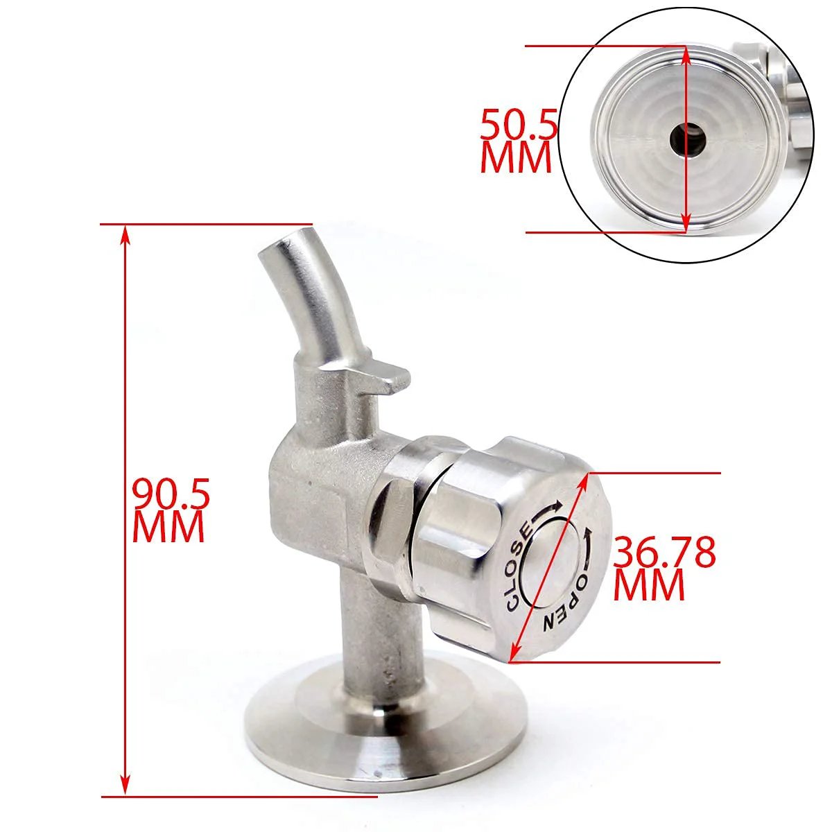 One Point Five Inch SS304 Stainless Beer Sampling Valve With Clamp End 2 Pack For Homebrewers, Food Grade Silicone Seal, 150 PSI