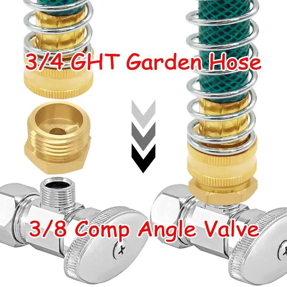 Diagram of Brass Water Line Adapter 2 Pack Three Quarters GHT Male To Three Eighths Inch Compression Female Reducer Bushing