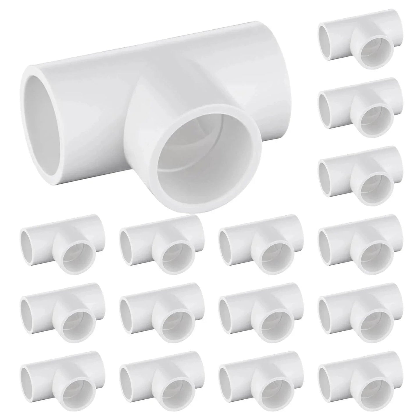 Sixteen Pack 1 Inch Tee PVC Fittings 3 Way Furniture Grade Pipe Elbow Connectors For DIY PVC Shelving Greenhouse Projects