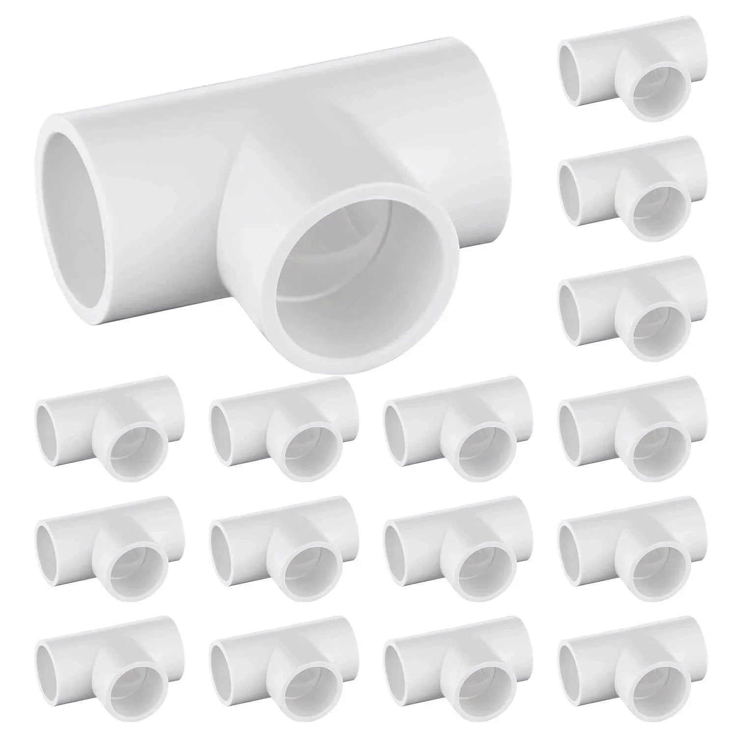 Sixteen Pack 1 Inch Tee PVC Fittings 3 Way Furniture Grade Pipe Elbow Connectors For DIY PVC Shelving Greenhouse Projects