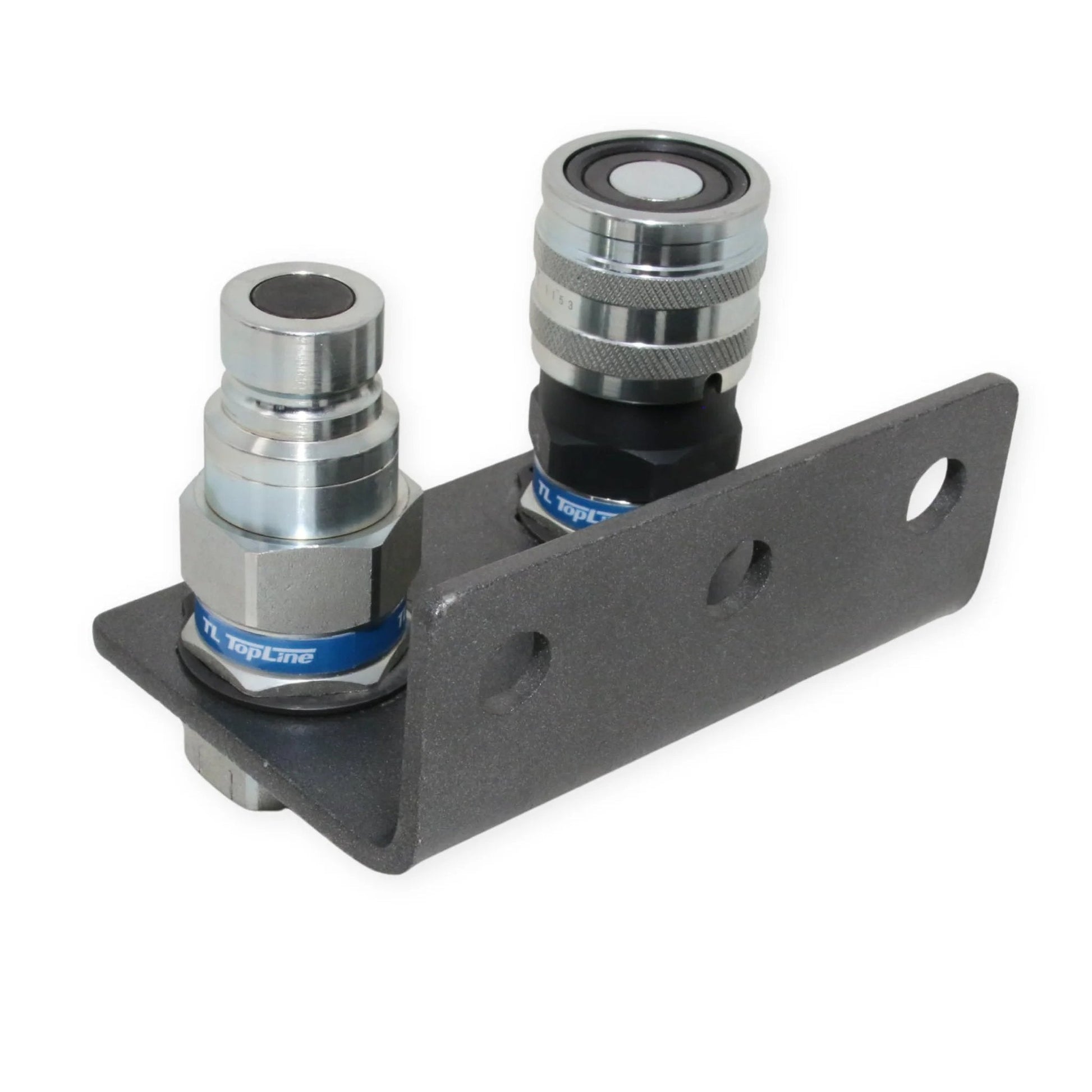 Half Inch Hydraulic Quick Connect Coupler Set Flat Face Half Inch NPT ISO 16028 Built Tough Heavy Duty Steel Includes Mounting Bracket
