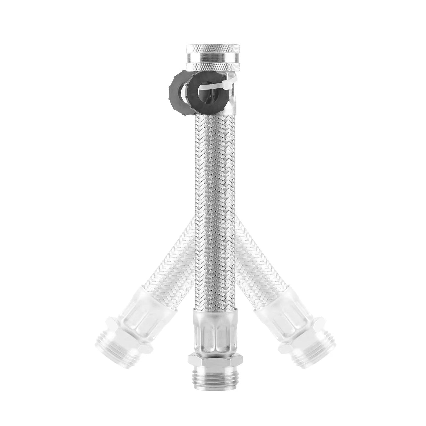 Heavy Duty Stainless Steel Braided Garden Hose Extension With 45 Degree Bend, 9.5 Inch Length, Kink-Resistant Nickel-Plated Copper Fittings