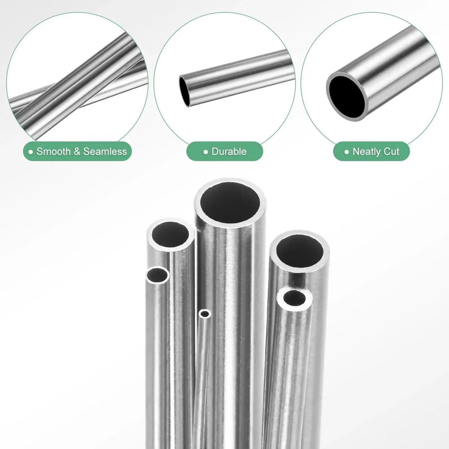 Pro Grade 304 Stainless Steel Tube Set, 300mm Length, Seamless, Six Diameters From 1mm To 6mm OD, Wall Thickness 0.15mm And 0.6mm