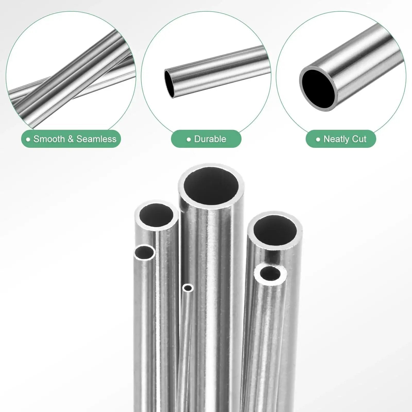 Pro Grade 304 Stainless Steel Tube Set, 300mm Length, Seamless, Six Diameters From 1mm To 6mm OD, Wall Thickness 0.15mm And 0.6mm