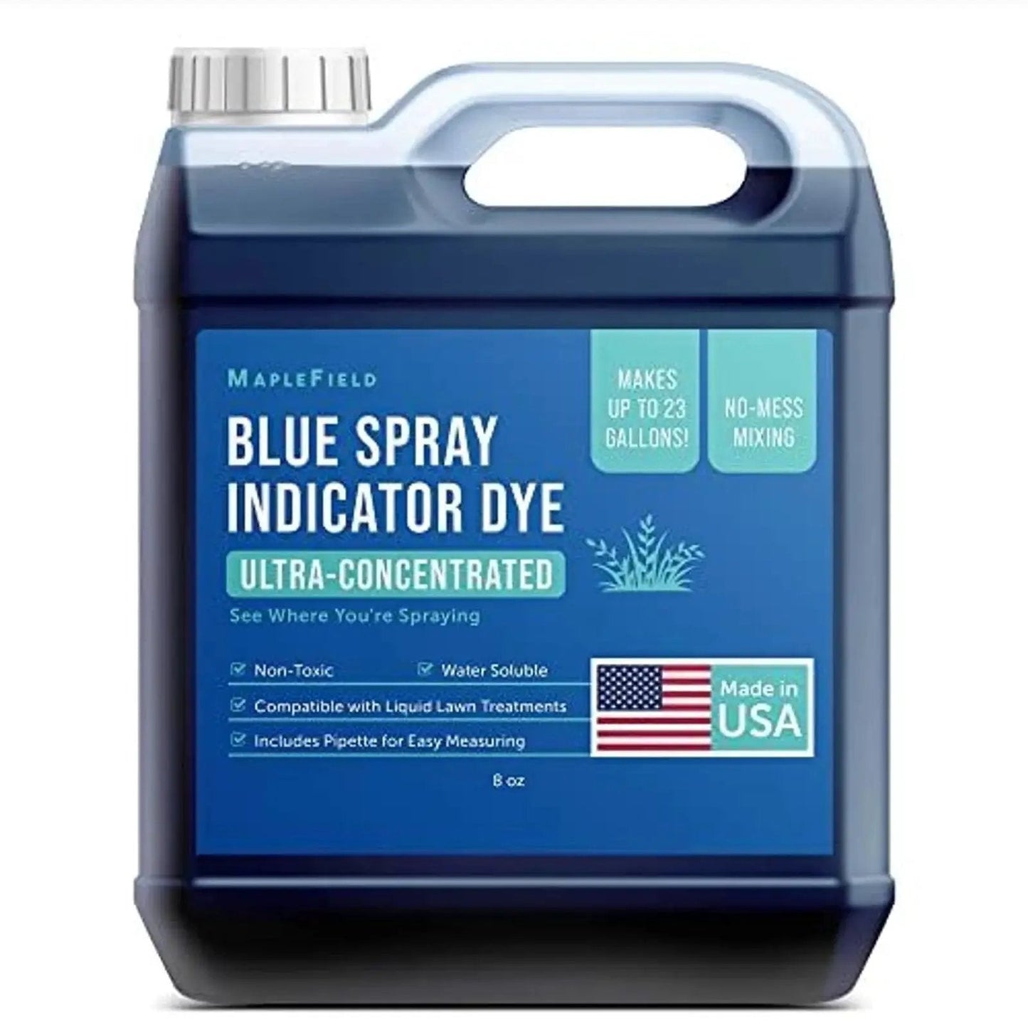 Blue Lawn Spray Indicator Dye For Sprayers 8 Oz Bottle With Pipette Easily Mark Treated Areas And Verify Spray Pattern With High Visibility Compatible With Any Garden Sprayer For Precise Lawn Care Maplefield