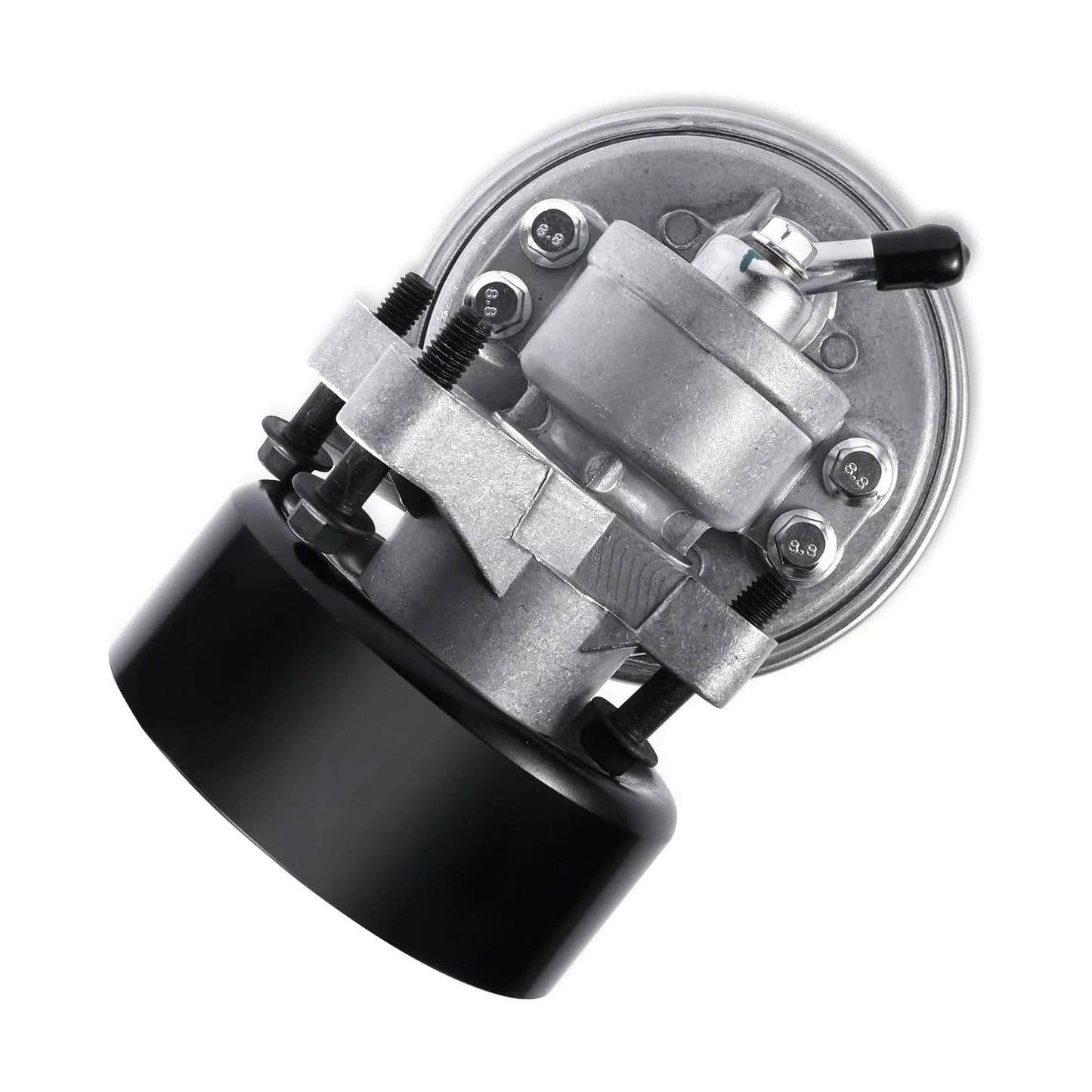 Vacuum Pump 904-805 F6TZ2A451AA Replacement For Ford E Series Econoline and Super Duty Vans, silver and black metal pump close-up.