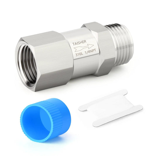 316L Stainless Steel Check Valve One Quarter Inch NPT Male To One Quarter Inch NPT Female Backflow Prevention One Way Non Return Valve For Industrial Piping Forged 316L Construction