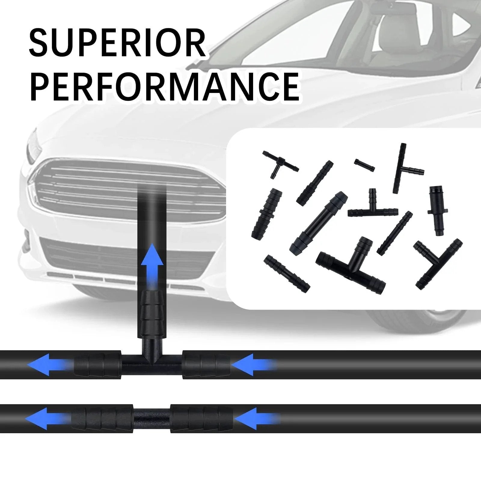 64 Piece Vacuum Line Connectors Kit Heat Resistant to 240C 460F Silicone Vacuum Hose Fittings Assortment With 12 Sizes