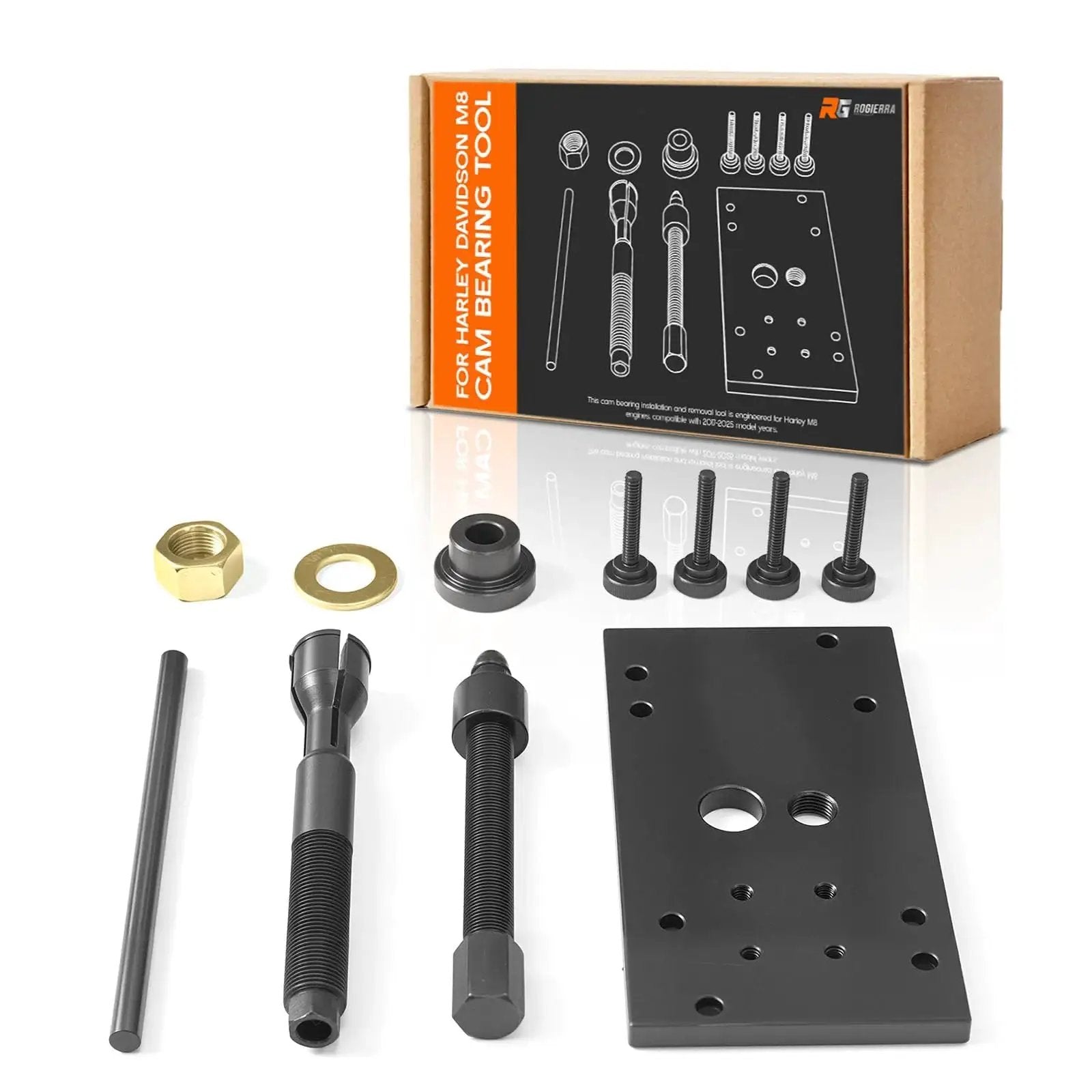 Cam Bearing Removal And Installation Tool For Milwaukee Eight M8 Engines 2017 2025 with components displayed on white background