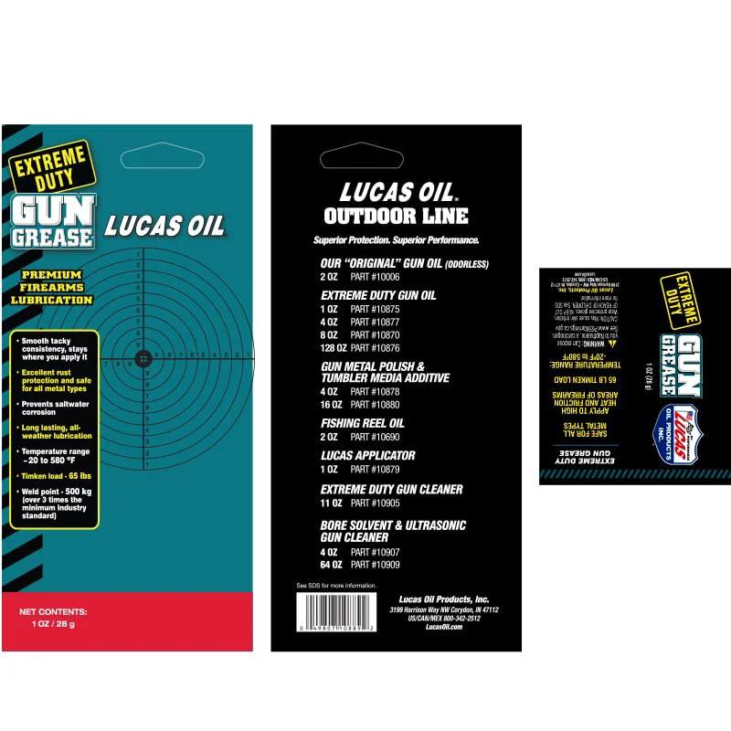 Packaging view of Lucas Oil Extreme Duty Grease Gun 1 Oz Lubricant for Auto Maintenance and Heavy Equipment, Lucas Oil 10889