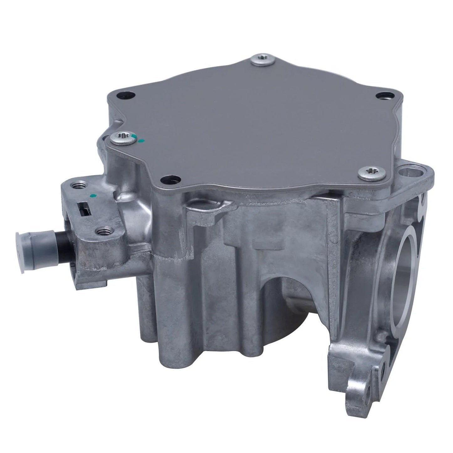 Side view of Top Rated Premium Brake Vacuum Pump For Audi 2.0L Turbo Models 2009 To 2016 A4 A5 Quattro A6 Q5 Q3 TT Quattro With OE 06J145100C