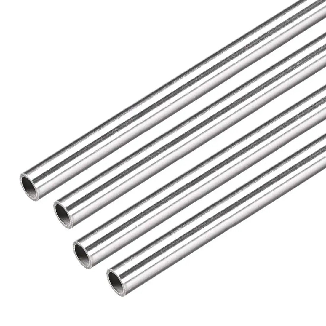 Capillary Tube Set Pro Grade 4 Pcs 304 Stainless Steel Capillary Tubing 6.4mm ID 8mm OD 300mm Length 0.8mm Wall For Precision Instruments Refrigeration HVAC Automotive Lab Equipment Electronic Parts And DIY Projects Uxcell, four tubes, angled view