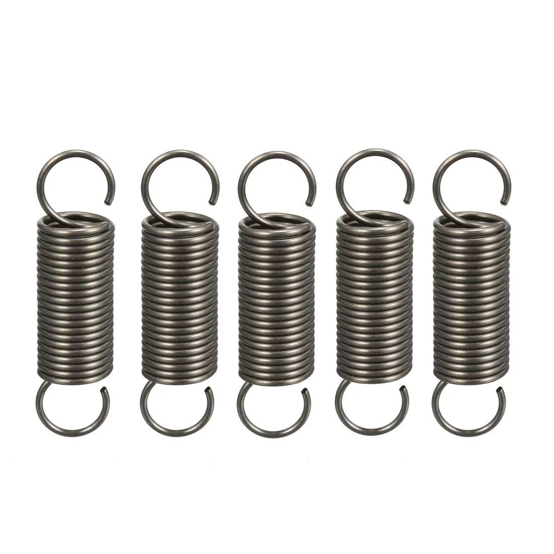 5 Pack Extended Tension Springs With Dual Hooks, Spring Steel, 0.04 In Wire, 0.39 In Outer Diameter, 1.57 In Free Length, Nickel Plated And Fatigue-Resistant, Wear-Resistant, Great For Production And DIY Projects