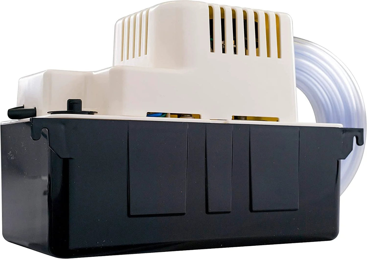 Automatic Condensate Removal Pump for HVAC Refrigeration and Dehumidifiers With Overflow Detection Switch No Fuss VCMA 20ULST 80 GPH 115V Thermally Protected Motor 93 Watts 20 Foot Tubing White Black by Little Giant front view