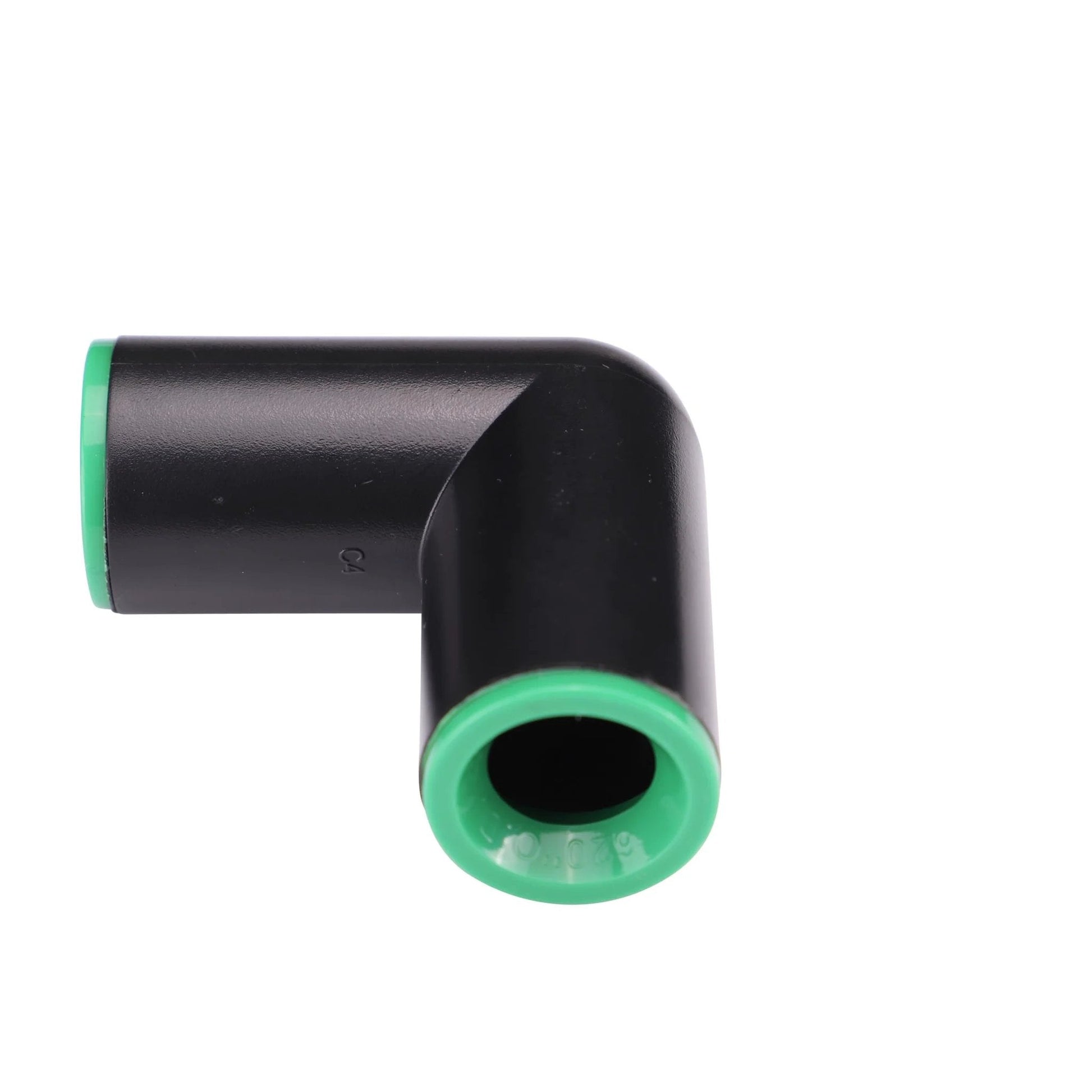 Front view of 90 Degree Compression Elbow For 1/2 Inch Drip Irrigation Tubing, Loose Fit, Easy Install For Garden And Lawn