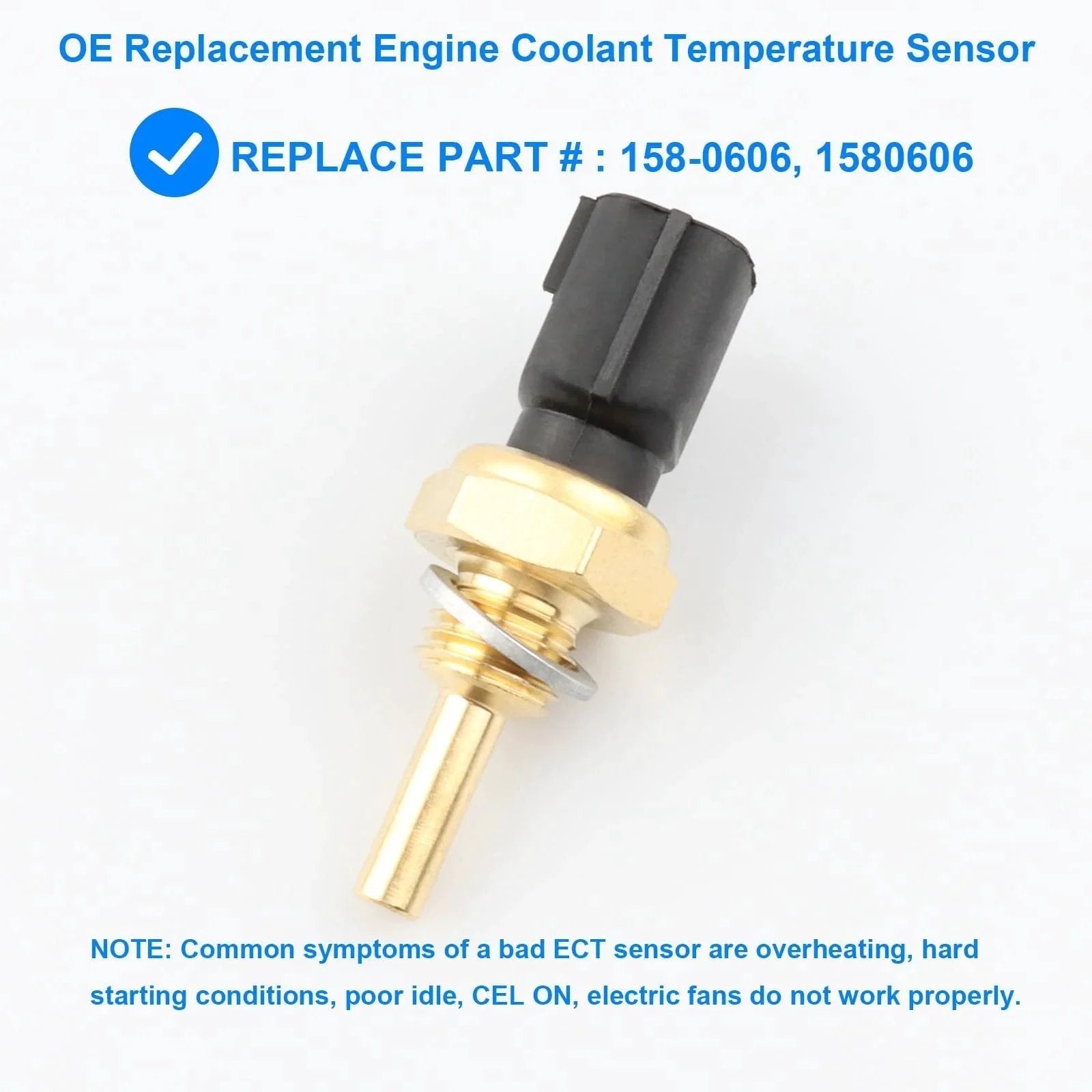 Engine Coolant Temperature Sensor Replacement 1580606 ECT Sensor Fits Nissan Infiniti with plug on white background