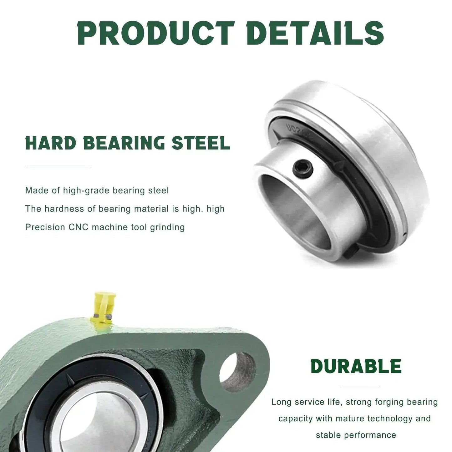 Two Pack Self Aligning Pillow Block Bearing UCFL206-20 One And One Quarter Inch Bore Flange Mounted With Solid Cast Iron Housing