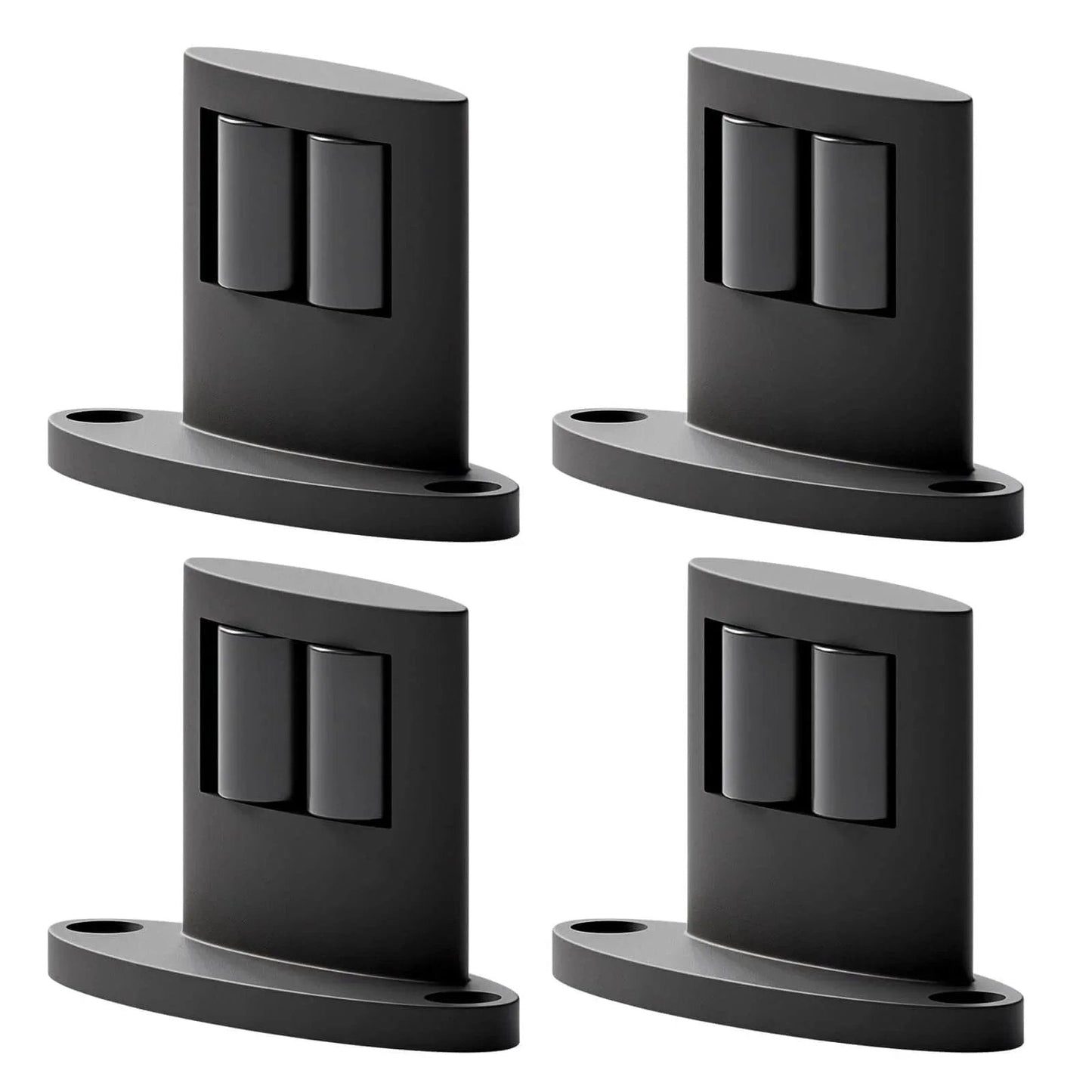 Set Of Four Sliding Barn Door Bottom Floor Guides With Double Sided Roller Design For Smooth Quiet Operation In Durable Aluminum Alloy Floor Mounted Black Finish