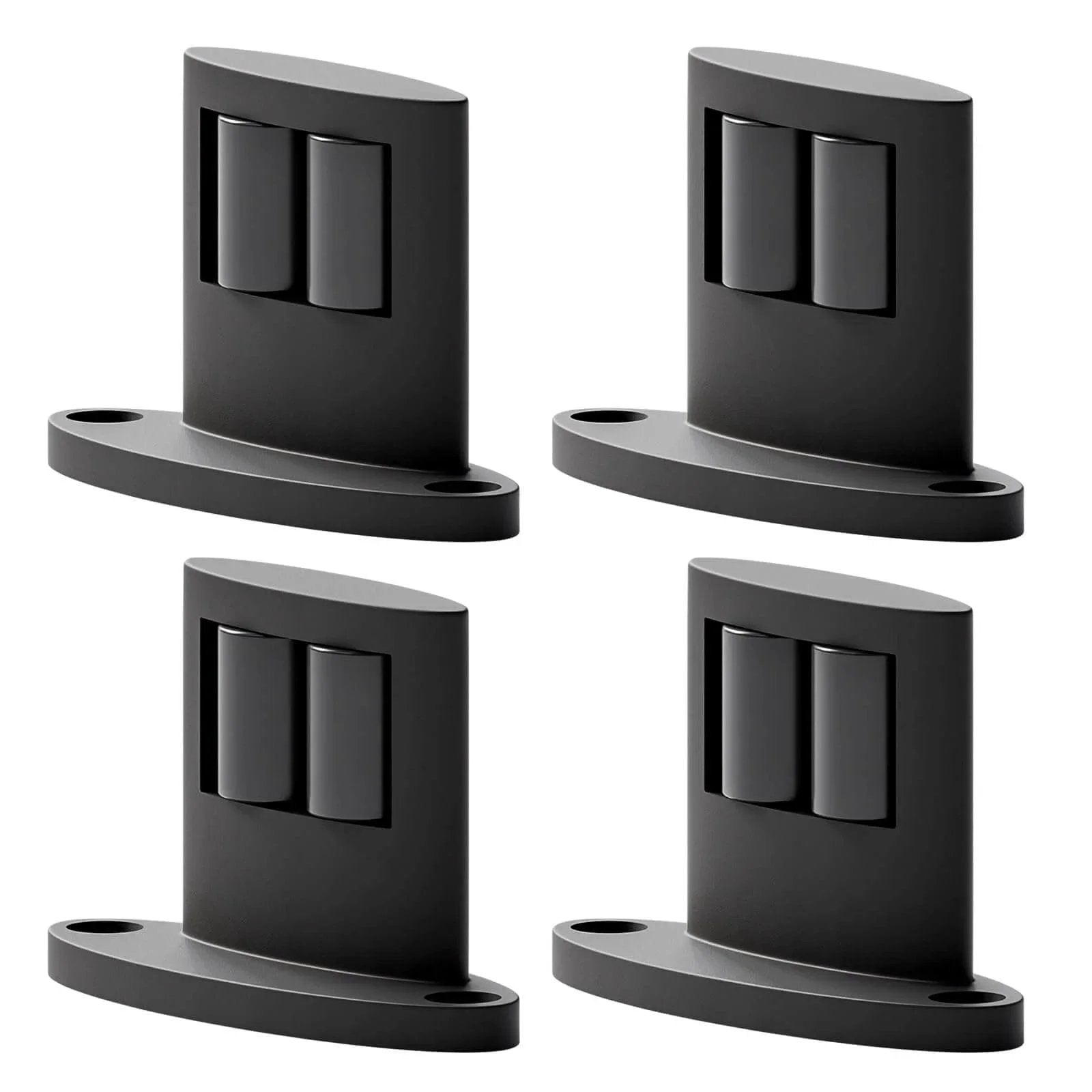 Set Of Four Sliding Barn Door Bottom Floor Guides With Double Sided Roller Design For Smooth Quiet Operation In Durable Aluminum Alloy Floor Mounted Black Finish