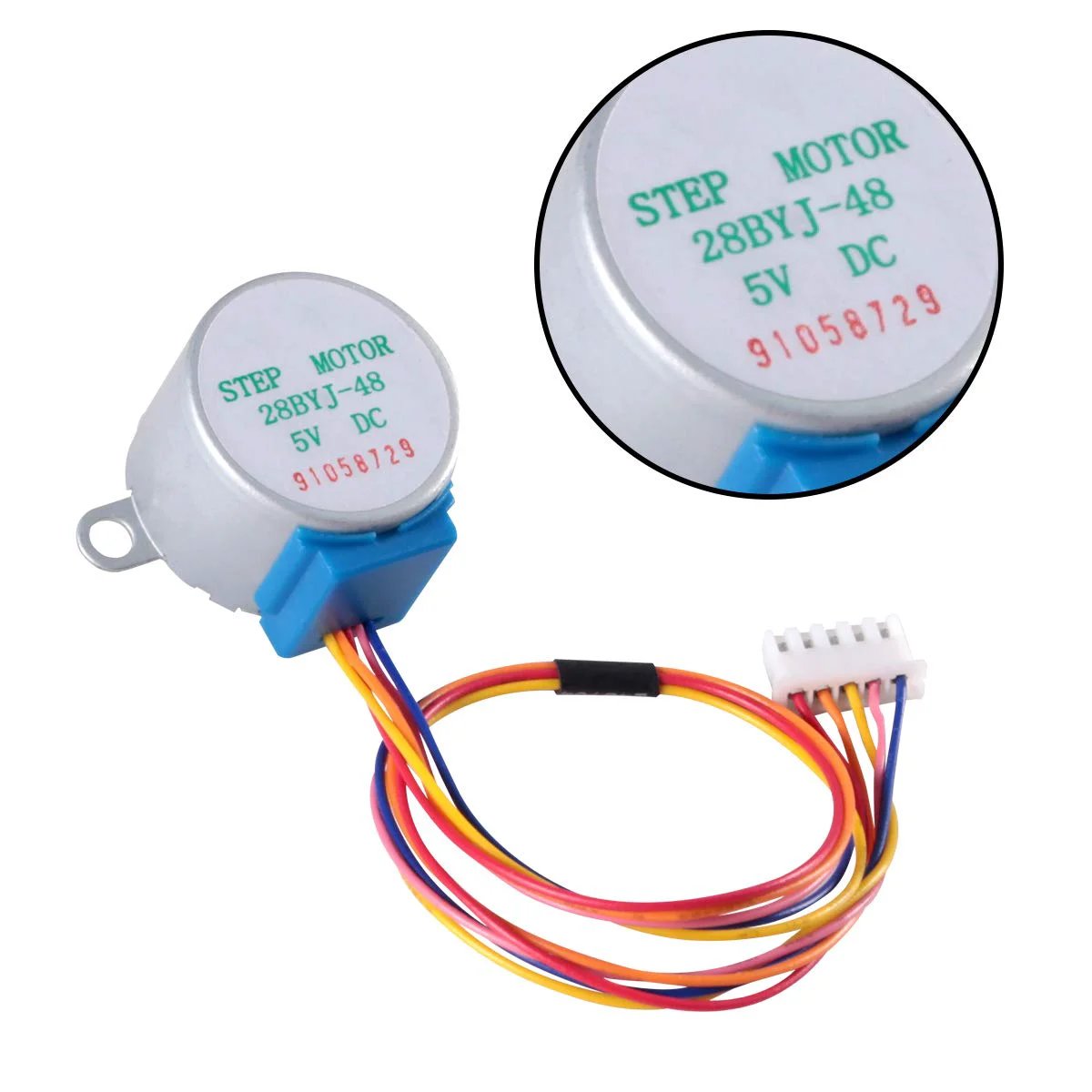 Close-up of Six Pack 5V 28BYJ48 Stepper Motors With ULN2003 Driver Board, Plug And Play Modules, About 1 Inch Shaft