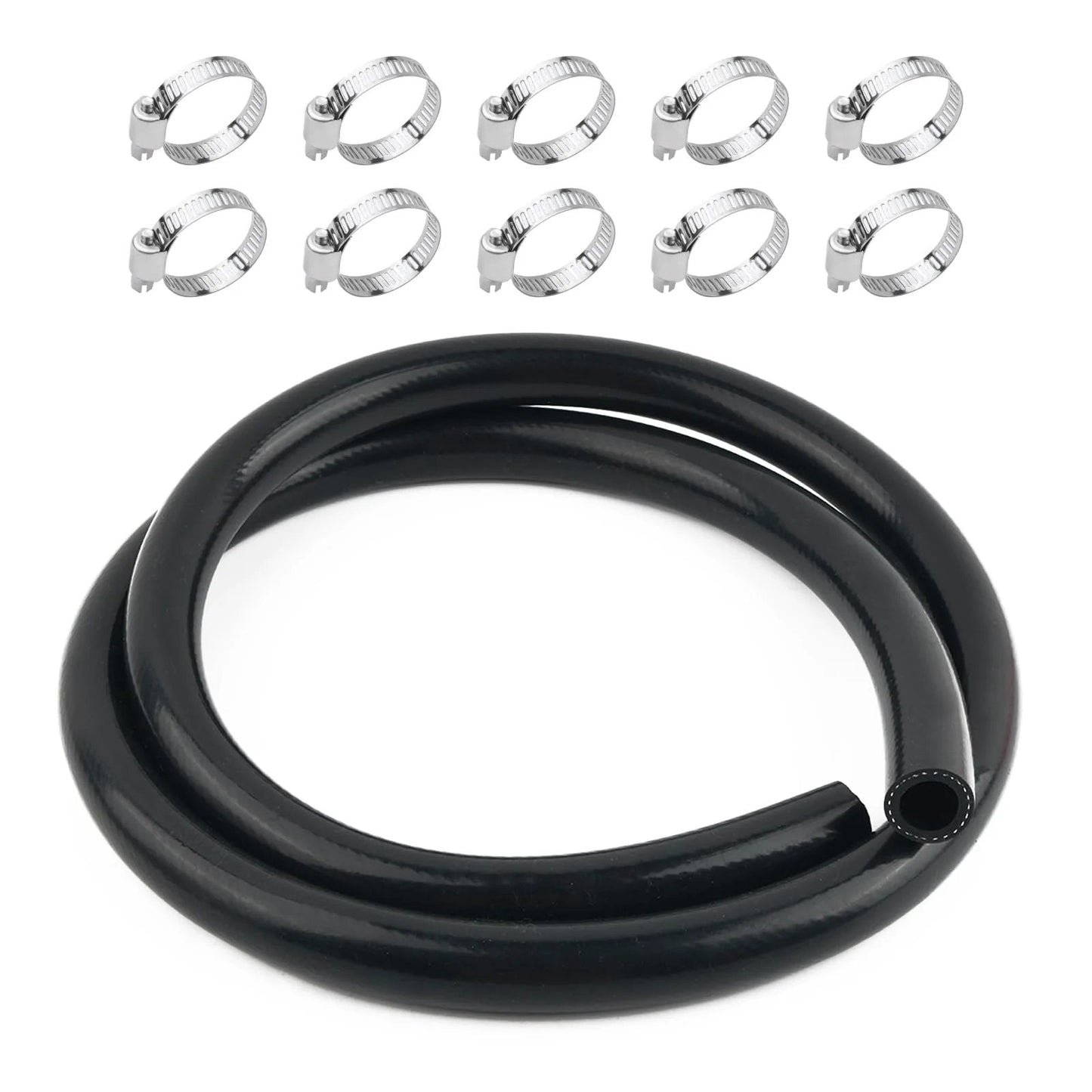 Five Eighth Inch Heater Hose For Your Ride, rubber coolant hose with ten stainless steel clamps, high and low temp resistant.