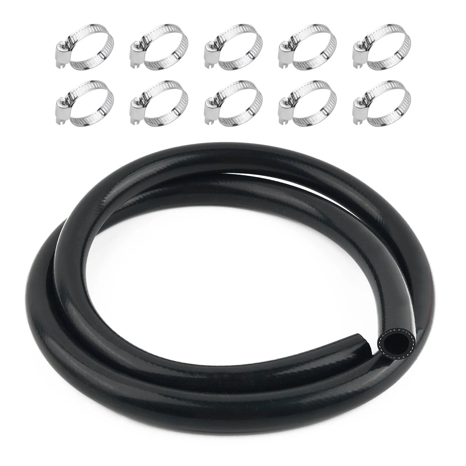 Five Eighth Inch Heater Hose For Your Ride, rubber coolant hose with ten stainless steel clamps, high and low temp resistant.