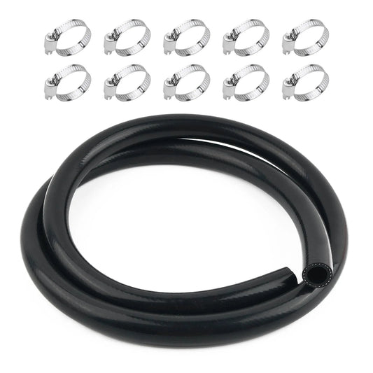 Five Eighth Inch Heater Hose For Your Ride, rubber coolant hose with ten stainless steel clamps, high and low temp resistant.